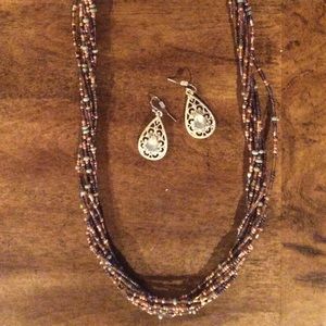 Beaded Necklace and Earrings